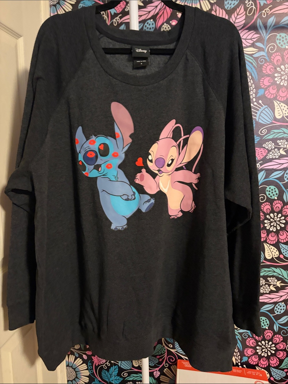 NWOT Torrid Disney Women's Dark Gray Stitch & Angel Graphic Sweatshirt